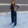 Gothic Butterfly Lightning Print Sweatpants Women Casual Baggy Sports Joggers High Waisted Trousers Black Cargo Pants BQ.