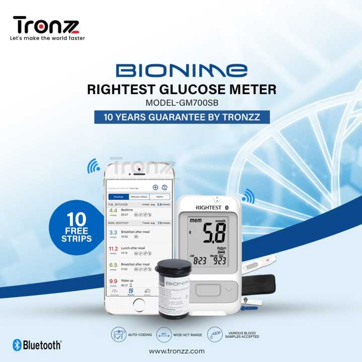 BIONIME%20Rightest%20Bluetooth%20GM%20700SB%20Smart%20Glucometer%20%20Monitor%20With%2010%20Test%20Strips%20%7C%2010%20Years%20brand%20Warranty%20by%20TRONZZ%20-%20Image%202