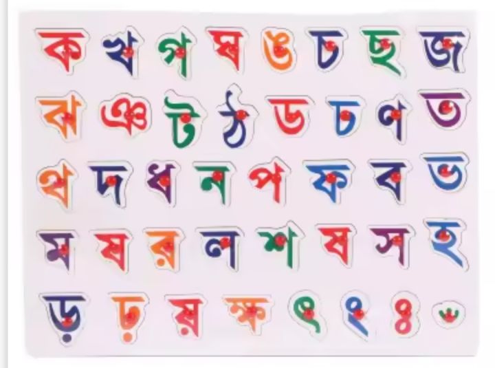 Bangla ক খ Wooden Alphabet Puzzle Board For 1-3 Years Old Girls and Boys For Learning Letter Kid Early educational toys baby hand grasp wooden puzzle toy alphabet and digit learning education child wood jigsaw toy - Baby Toys
