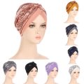2022 New Women Glitter Sequins Turban Cap Muslim Indian Hat Headwear African Headwraps Ladies Headscarf Bonnet Islamic Hijab Cap. 