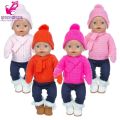 43 cm baby doll clothes crochet sweater 18 inch girl doll winter clothes set scarf hat gloves new year apparel for dolls. 