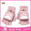 Trendygirl Women Lovely Winter Fingerless Cat Paw Thicken Warm Gloves-Girls Fashion screen Fingerless Sports Gloves For Outdoor Cycling, Camping, Motorcycle, Running. 