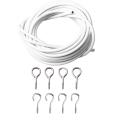 Curtain Wire and Hooks Set, 3 Meters Net Curtain Wirewith 8Pcs Screw-in Hooks for Net Curtain Rod.