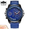 (New) carat xinew Port men calendar ub-dial decor faux leather band quartz writ watch. 