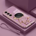 Astronaut Bracket Plating Case For Samsung Galaxy S24 S23 S23FE S22 S21 S20 FE S10 S9 S8 Plus Ultra Note 20 10 9 8 Lanyard Cover. 
