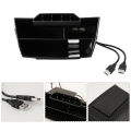 for 2016 2017 2018 2019 Interior Accessories Car Black ABS Inner Console Central Storage Box with USB Port. 