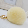 8cm Genuine Real Rex Rabbit Fur Ball Golden Color Keychain Cute Lapin Car Keyring Bag Pendant Pom Fluffy Key Chains.