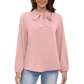 Wine Red Women’s Dressy georgette Blouse Business Work Casual Tie Neck Shirt Tops.