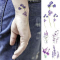 Waterproof Temporary Tattoo Sticker Watercolor Flowers Plants Flash Tatoo Purple Lavender Wrist Fake Tatto For Body Art Women. 
