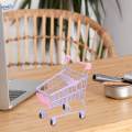 Mini Shopping Cart Storage Box Multifunctional Trolley Fun Stationery Pretend Play Toys Desktop Organizer Basket for Office Home Accessories. 