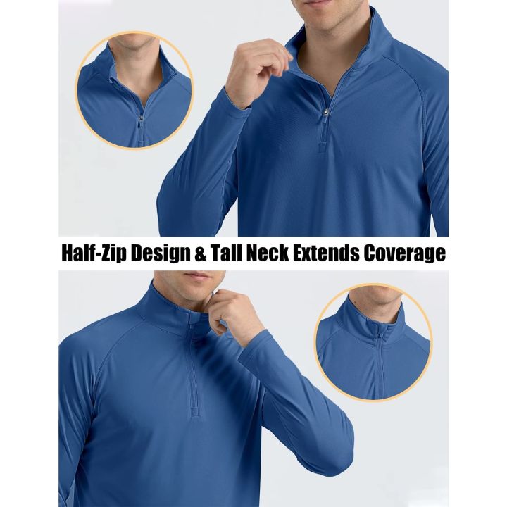 MAGCOMSEN%20UPF50%20Men's%20T-shirt%20UV%20Sun%20Protection%20Long%20Sleeve%20Hiking%20Fishing%20Shirts%20Quick%20Dry%201/4%20Zip%20Summer%20Pullover%20Workout%20Tops%20-%20Image%208