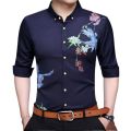 Blue Cotton Long Sleeve Shirt for Men.