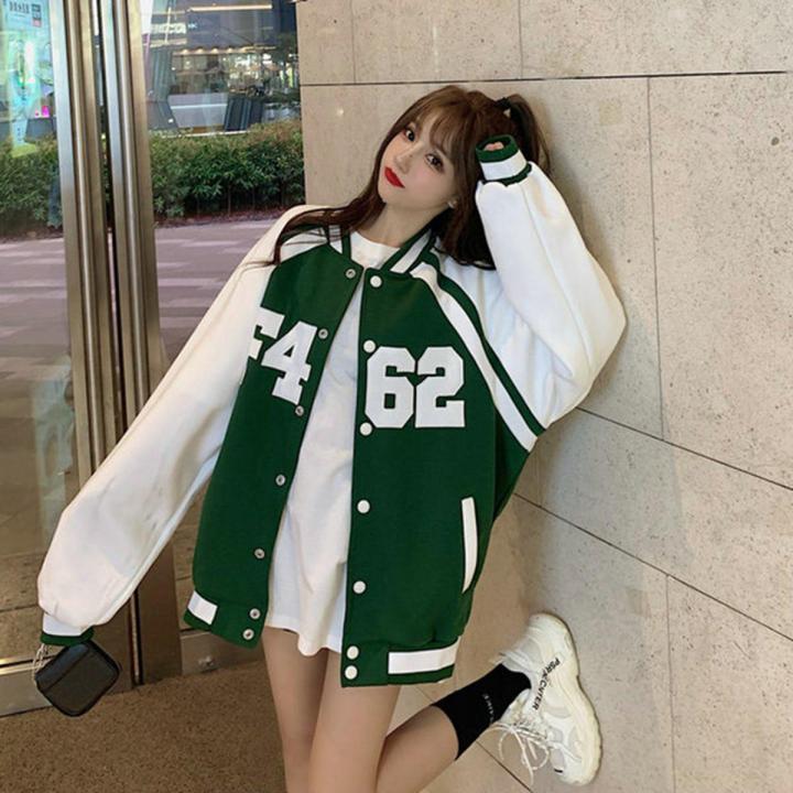 IELGY women s autumn and winter loose korean style fleece thick baseball jacket Daraz .bd