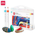 Deli acrylic marker pen set waterproof student kids art painting watercolor pen 12/24/36 stationery wholesale.