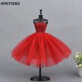 【The road to happiness Store】Red Short Ballet Dress Barbie Doll One Piece Evening Dresses Vestido Clothes For Barbie 1/6 BJD Doll.