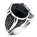 Stylish Black White Stone Ring for man Turkish ring for man fashion.