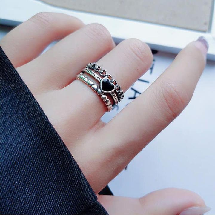Trendy Black Love Adjustable Rings For Woman