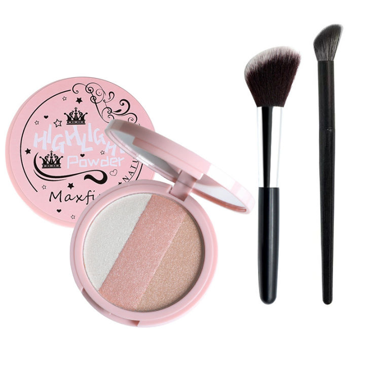MAXFINE three-color three-dimensional trim blush plate set wholesale high-gloss shadow rouge powder delicate natural New