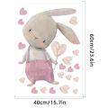 60×40Cm Cute Pink Rabbit Love Balloon Wall Stickers Poster Art Car Decal Kids Room Decoration Favors Wallpaper 1Pcs.