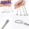 304 Stainless Steel Wire Rope Soft Fishing Lifting Cable 7×7/7*19 Clothesline 0.8mm 1mm 1.5mm 2mm 3mm 4mm Aluminum sleeve. 