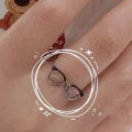 Fashion Cute Mini Glasses Shape Open Adjustable Ring For Women Funny Personality Sweet Cool Glasses Tail Ring Party Jewelry Gift Mzea.