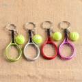 2Pcs Creative Sports Fan Key Ring Tennis Ball Racket Pendant Keychain Keyfob. 