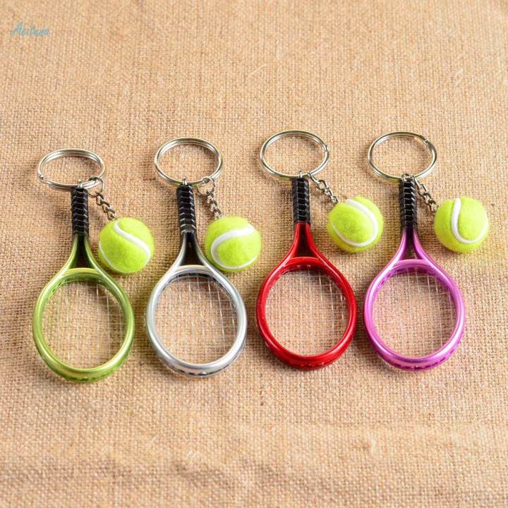 2Pcs%20Creative%20Sports%20Fan%20Key%20Ring%20Tennis%20Ball%20Racket%20Pendant%20Keychain%20Keyfob%20-%20Image%202