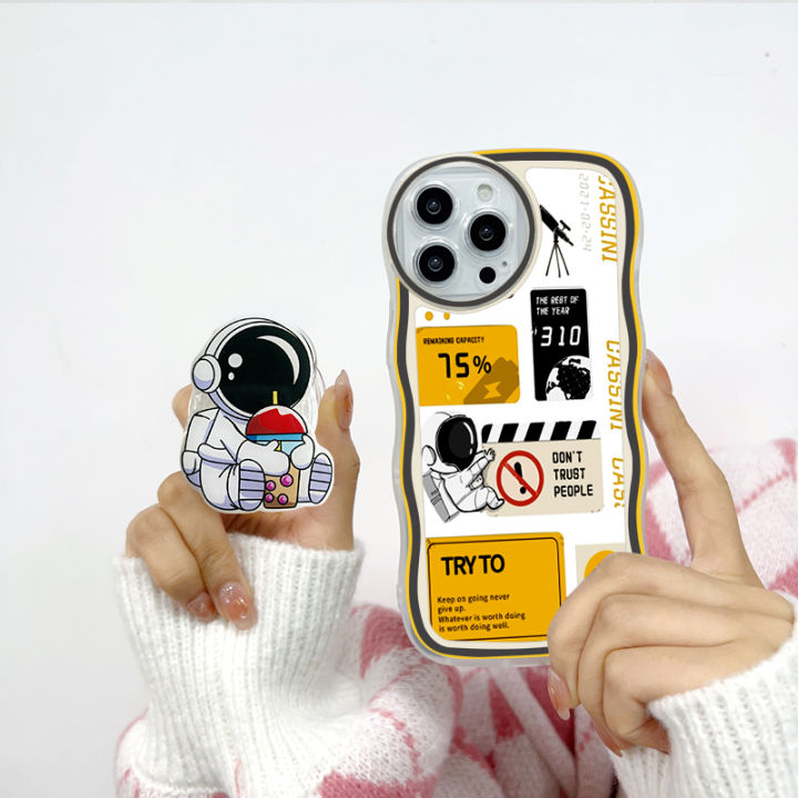 Jizetin%20for%20OPPO%20Reno8%20T%20Back%20Cover%20+%20Free%20Pop%20Socket%20Pick%20Stars%20Astronaut%20Soft%20Wavy%20Shape%20TPU%20Phone%20Case%20For%20Girls%20Boys%20-%20Image%204