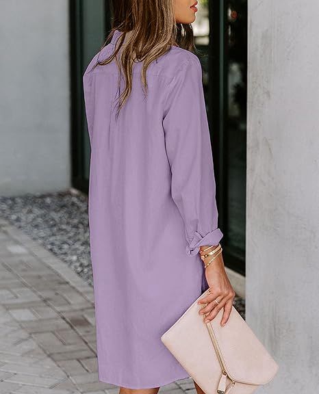 Womens%20Button%20Down%20Shirt%20Dresses%20with%20Pockets%20Cotton%20Button%20Up%20Tunics%20Long%20Sleeve%20Solid%20High%20Low%20Blouse%20Tops%20For%20Summer%202025.%20-%20Image%204