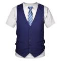 Funny Fake Suit 3D T shirt Tuxedo Bow Tie 3D Printed T shirts Men Summer Fashion Short Sleeve Streetwear Fake Suit Vest Tshirt.