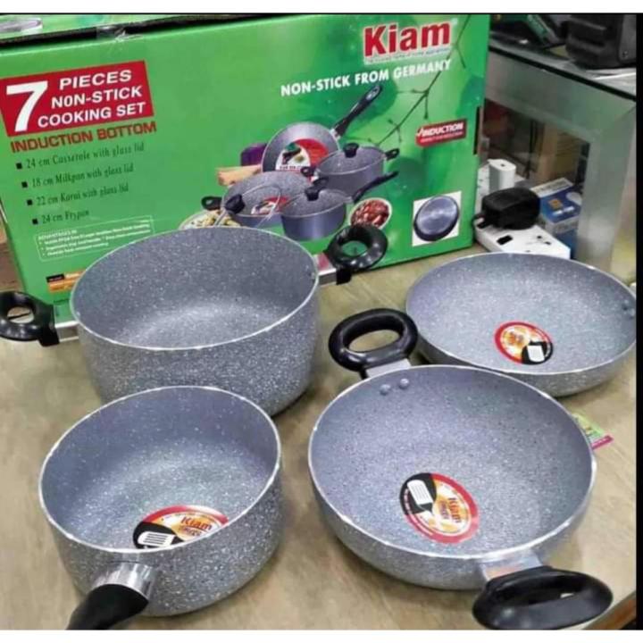 Kiam Induction Bottom Non-Stick Cookware Set - 7 Pcs Upgrade Your Cooking Experience With Marvell Coating