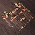 Ancient Chinese Style Women Long Tassel Step Shake Flowerpin Clip Hair Comb Earring Jewelry Bridal Headpiece Pin Accessore ie.