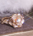 Rose Gold Plated Simulated Diamond Rings Rose Classic Wedding Rings for Women Girls.