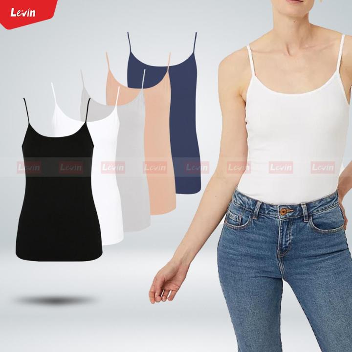 Women's Cotton Scoop Neck Adjustable Spaghetti Strap Cami Tank Tops From Levin
