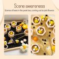 Wooden Montessori Baby Bee Sorting Toys Honeycomb Sorting Sensory Toys for Children Educational Hexagon Box Counting Puzzle Toys.