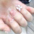 Cute Y2K Pink Sweet Princess Removable Handmade Wear Nail Art Vitality Girl Short Nails Blush Bow Nail Patch Nail Art. 