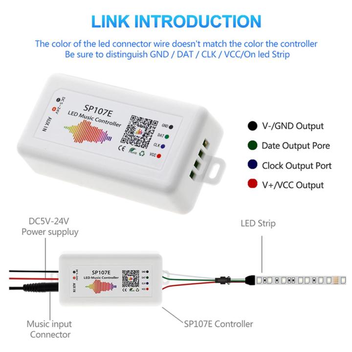 SP107E LED Controller Bluetooth Strip Dimming LED Music Controller