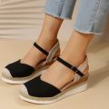 Women Closed Toe Wedge Sandals Women 2023 Summer Buckle Strap Gladiator Shoes Woman Fashion Espadrilles Platform Sandalias Mujer.