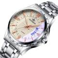 FOURRON Fashion Watch For Men Business Luminous Calendar Stainless Steel Strap Quartz Wristwatch 688.