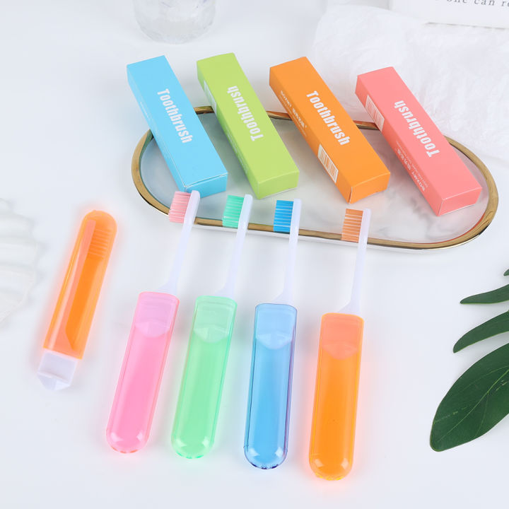 1/2Pcs For Travel Outdoor Dust-proof Toothbrush Soft Bristle Oral Cleaning Tools Travel Folding Toothbrush Portable