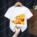 Winnie The Pooh Children T-Shirt Disney Piglet Tigger Boy Girl Clothes Kid Kawaii Anime Cartoon Tee Shirt Little Baby Casual Top.