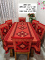 Screen Print Dining Table Runner And 06 Piece Chair Cover.
