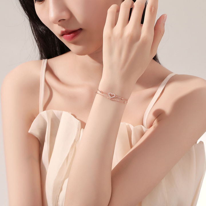 Jin%20Hongyu%20double-layer%20love%20bracelet%20women's%20fashion%20commuting%20versatile%20heart-shaped%20bracelet%20Korean%20version%20of%20the%20temperament%20simple%20hand%20jewelry%20wholesale%20-%20Image%203