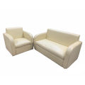 Synthetic Leather Straight-backed Snug Sofa Set for Living Room Off White (2+1).