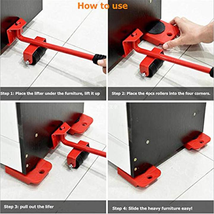 Easy Moving Furniture Lifter Sliders 5 Packs Mover Tool Set, Heavy Furniture Appliance Moving & Lifting System