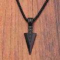 Black Pendant Arrow Design Necklace For Men Women Stainless Steel Chain Necklace.