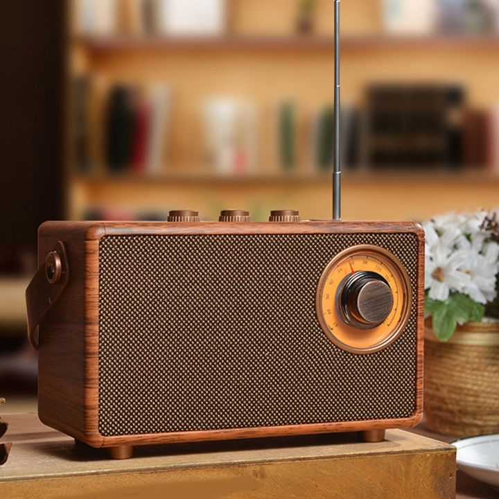 Retro Bluetooth Speaker Wood Grain Design HiFi Stereo Sound BT