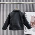 1-10Years Old Children Leather Jacket Fashion Trun-Down Collar Zipper PU Coat Boys Girls Motorcycle Outerwear. 