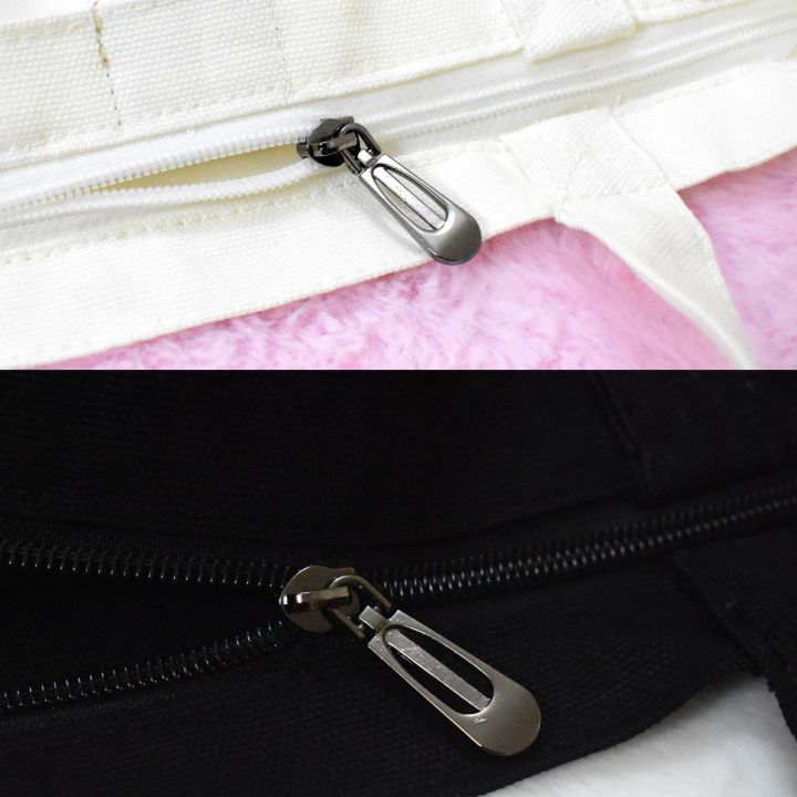 Cotton%20Hand%20and%20Shoulder%20Tote%20Bag%20For%20Women's%20With%20Zipper%20-%20Image%203