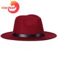 (New)Vit Fox Fedora Hat With Buckle Pure Color Fedora Hat.